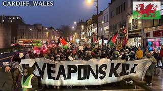 Pro-Palestinian protesters have blocked a key city centre road in Cardiff