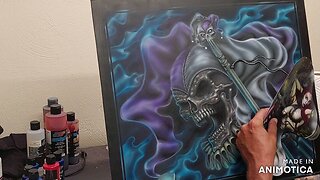 Evil skull Jester painting artwork