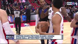 Blake Griffin seeks out game ball, gives it to Reggie Hearn after first NBA points