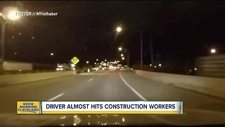Driver almost hits construction worker in Akron