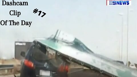FREAK CAR ACCIDENT! Dashcam Clip Of The Day #17 - Sign Falls On Car