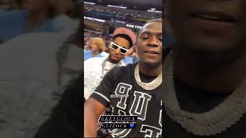 Key Glock And BankRoll Freddie Court Side At Memphis Grizzlies Game