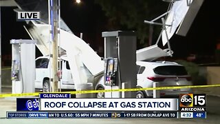 Gas station roof collapses on cars during Valley storm