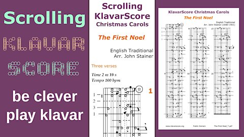 The First Noel, English Traditional. Arr. by John Stainer, Scrolling KlavarScore Sheet Music.