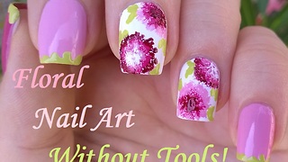 Dry Brush Flower Nail Art - No Tool Nails