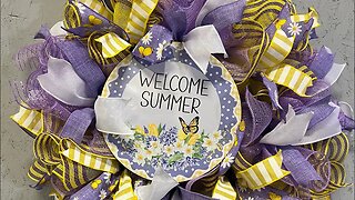 Welcome Summer Deco Mesh Wreath |Hard Working Mom |How to