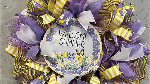 Welcome Summer Deco Mesh Wreath |Hard Working Mom |How to