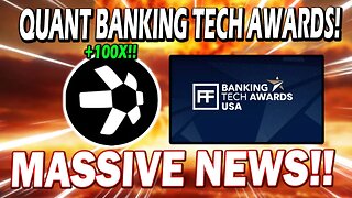 QUANT BANKING TECH AWARDS!! THE BANK FOR INT SETTLEMENTS WILL MAKE QNT EXPLODE!!