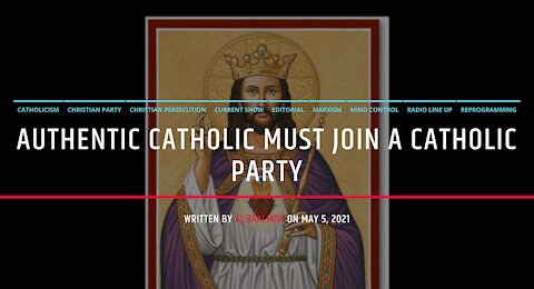 Authentic Catholic Must Join A Catholic Party