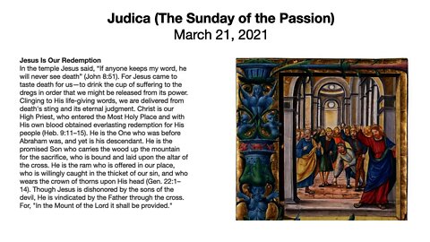 Judica (The Sunday of the Passion) - March 21, 2021