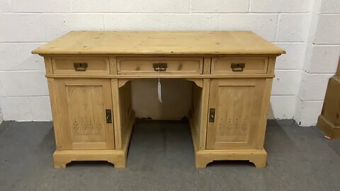 Large Antique Pine Pedestal Desk (W1808D) @PinefindersCoUk