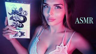 ASMR | Putting on Temporary Tattoos (water + fabric sounds, soft spoken + whisper)