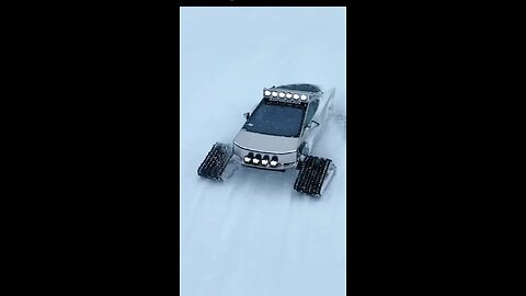 Customized Cyber truck through snow