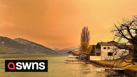 Stunning scenes show Switzerland turned orange thanks to Sahara dust