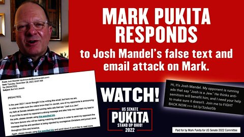 Mark reacts to Josh Mandel smearing him as anti-Semitic in fundraising