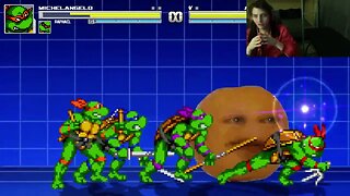 Teenage Mutant Ninja Turtles Characters (Leonardo And Raphael) VS Annoying Orange In An Epic Battle