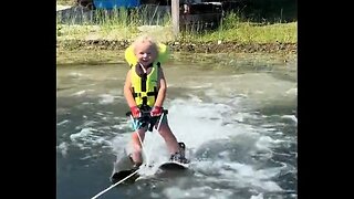 Young Man Having A Great Time On A Water Ski Training Rig