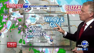 Periods of snow continue for Denver overnight; expect cold and windy weather Thursday