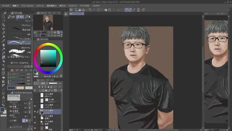 [test 12] Digital Painting Live Stream - Man in Black T-shirt