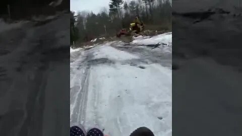 Dodging Logging Equipment On A Sled!