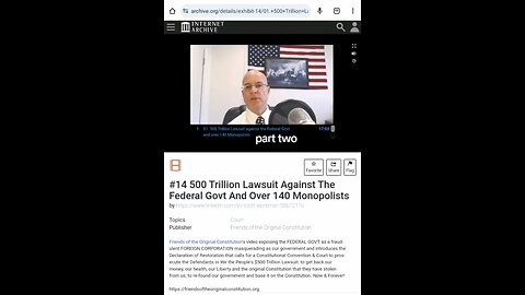 500 Trillion Dollar Lawsuit Against The Federal Government AND Over 140 Monopolists