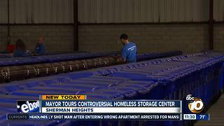 Mayor tours controversial homeless storage center in Sherman Heights