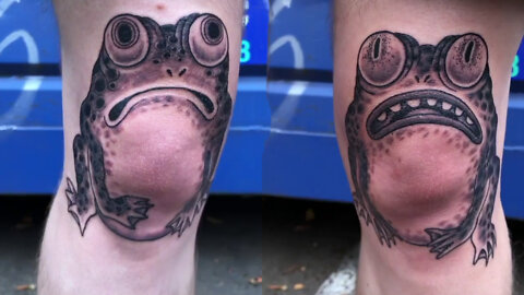 Guy Gets Toads Tattooed on his Knees