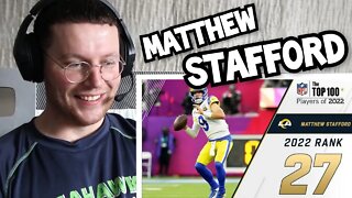 Rugby Player Reacts to MATTHEW STAFFORD (Los Angeles Rams, QB) #27 NFL Top 100 Players in 2022