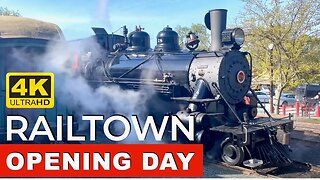 Railtown 1897 Engine 28 2022 Steam Trains OPENING DAY Exiting Round House and onto Turntable 4K HDR