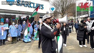 Pro-PS Protesters Boycott Barclays Bank, Swansea March for Palestine