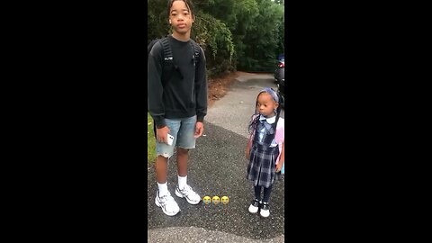 Little girl stands on business