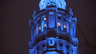 Terminal Tower goes blue