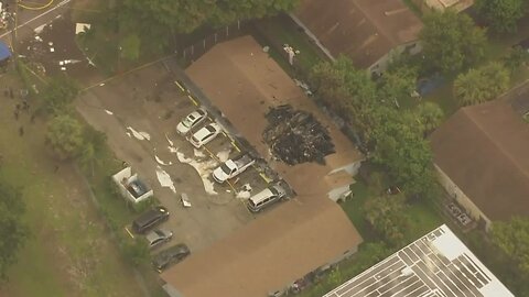Chopper 5 above aftermath of Pompano Beach helicopter crash