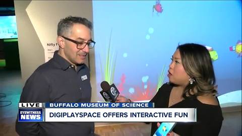 Interactive aquarium at Buffalo Museum of Science DigiPlaySpace