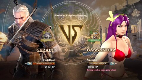 Geralt (Toxic13east) VS Cassandra (Amesang) (SoulCalibur™ VI: Online)