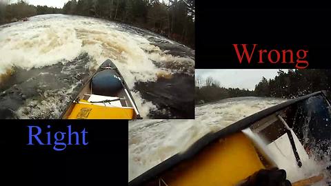 Right vs. Wrong way to run a waterfall in a canoe