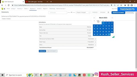 Flipkart seller Monthly settlement Payment Report kaise download karein Profit & Loss on in हिंदी