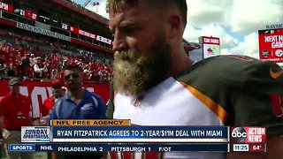 Former Bucs quarterback Ryan Fitzpatrick agrees to terms on a 2-year contract with Miami Dolphins