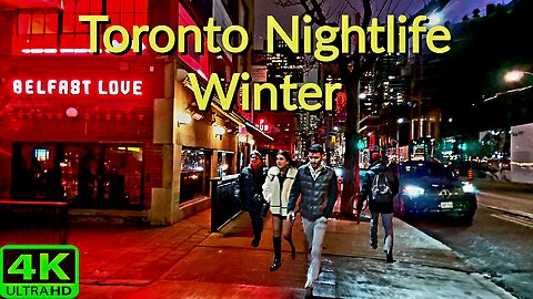 【4K】Toronto Nightlife winter night walk Downtown Toronto Canada 🇨🇦