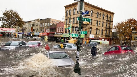 New York went under WATER! Scary Flooding in Brooklyn, NYC, USA