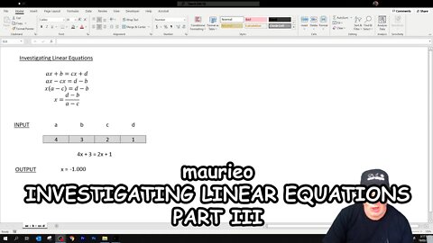 maurieo INVESTIGATING LINEAR EQUATIONS PART III