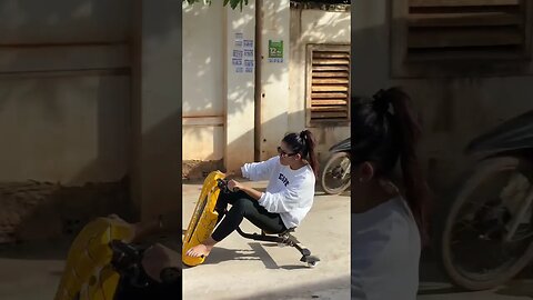 Amazing scooter drifting by a beautiful lady #shorts