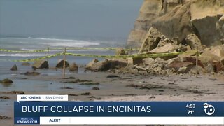 Bluff failure along Encinitas beach, a year after deadly collapse