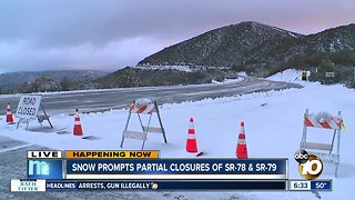 Snowfall in San Diego mountain area leads to morning road closures