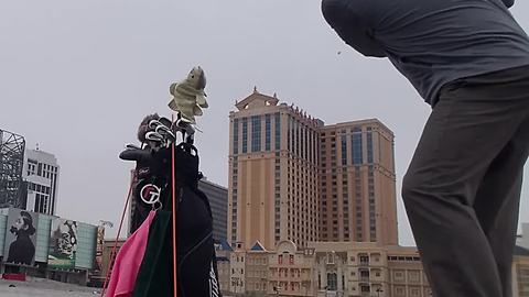 Man Hits Golf Ball Into Camera