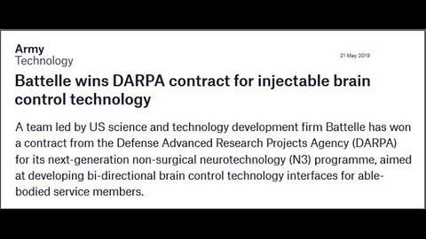 BATTELLE wins DARPA contract for injectable wireless brain control technology.