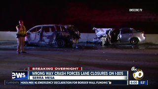 Wrong-way crash forced lane closures on I-805