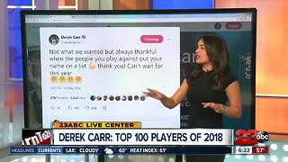 Derek Carr named in Top 100 Players in the NFL in 2018