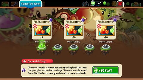 Plants vs Zombies 2 - Plant of the Week - Fire Peashooter - August 2024