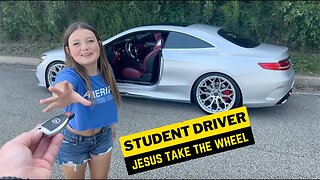 Her First Driving Lesson Ever! And It's In a V12 S65 AMG